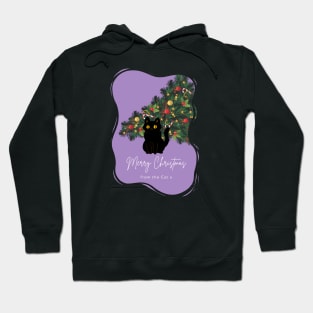 Merry Christmas From The Cat - Purple Christmas Aesthetic Hoodie